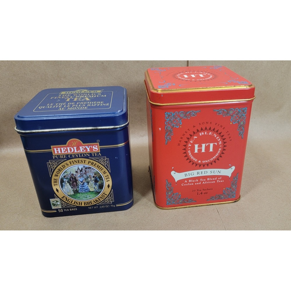 Hedley's Ceylon Tea + Harney & Sons HT Big Red Sun Decorative Tea Tins Set of 2
